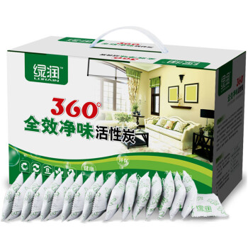 
                                        
                                                            绿润360°全效活性炭2000g  除甲醛快速去吸除新车新房装修室内吸灭臭净化异味竹炭包防潮干燥除湿袋活性炭包                