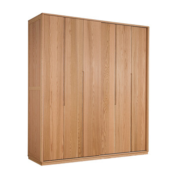 全实木橡木衣柜推拉门简约现代移门衣橱家用卧室收纳柜子可定制 原木