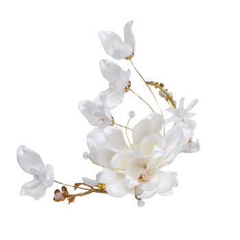 意卡佐新娘头饰2018新款森系白色韩版头花发箍婚纱礼服手工发饰 模特