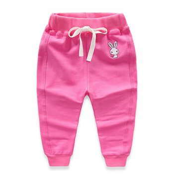 贝壳元素春秋装 女童卡通裤子小兔休闲裤8157 枚红色 100cm