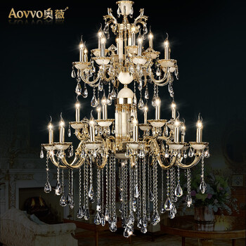 AOVVO 灯王  欧式进口锌合金云石水晶吊灯 复式客厅水晶灯具灯饰1030p 预定30头K9水晶 不带光源