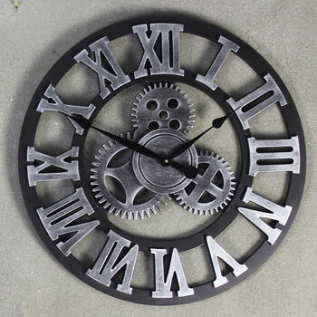 欧式复古工业风时尚个性创意餐厅网咖酒吧loft装饰齿轮静音挂钟表