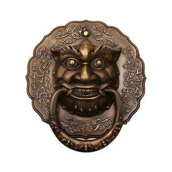 老式门狮子头虎头大门环兽头纯铜拉手仿古拉环古铜中式大门把手 22
