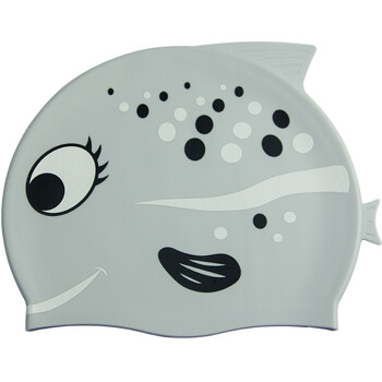男女童通用护耳防水可爱游泳帽 eziwg1805 灰色小鱼 均码