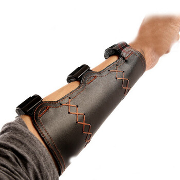 皮护臂双层真皮牛皮护臂竞技反曲弓射箭护具弓箭护指护胸yn