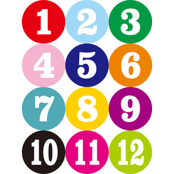 9cm彩色圆形不干胶数字贴纸防水号码贴选手参赛号标签贴纸印刷 1-480