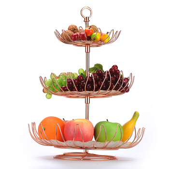 创意多层水果盘子现代欧式糖果盆客厅ktv果盘多功能三层水果篮 莲花