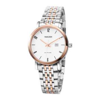 名古城(nakzen)手表男士女士超薄简约石英表情侣表4033g 女款玫壳白面