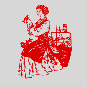 手工剪纸窗花红楼梦人物金陵十二钗全套镂空贴纸质作品装饰画 10-巧姐