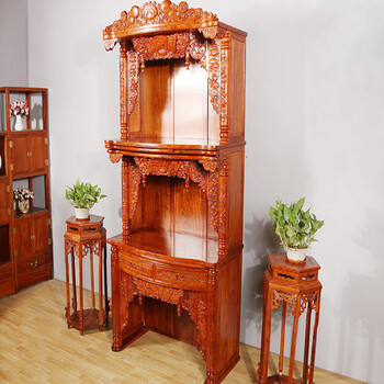 实木三层大财神神台楼明清仿古佛龛佛柜供台非洲黄花 88*48*235高