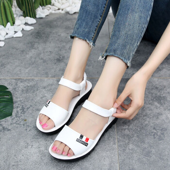 厚底百搭女学生韩版2018一字休闲凉鞋简约新款防滑夏季白色扣女鞋