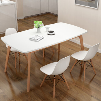 北欧风餐桌现代简约小户型饭桌日式桌子长方形白色实木餐桌椅组合 140