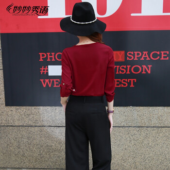 妙妙秀语2015新款日韩时尚百搭印花显瘦圆领雪纺衫 女 夏 短袖雪纺套装703 宝蓝色套装 XXL