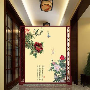 高端订制进口樟木中式双面缕空单扇屏风中式座屏雕花实木屏风隔断风水墙160x180-2 1635 无镂