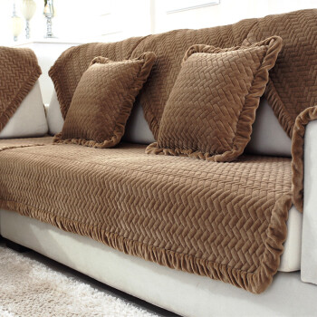 瑞兹 客厅123组合沙发垫布艺秋冬欧式防滑真皮沙发坐垫可定做 咖色