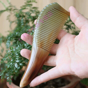 牛角梳子 天然牛角木梳子 送女生 送父母 送老人生日礼物情人节 12cm