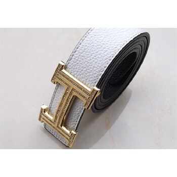 保罗爱马仕夫皮带男士真皮纯牛皮平滑扣腰男士镶钻字母扣皮带 工字