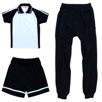 校服小学生夏装男女两件套三件套装t恤长短裤运动服 黑白色 160