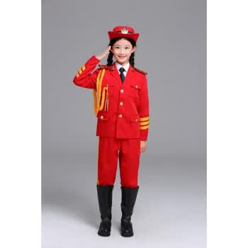 中小学生班仪仗队升旗手服装鼓乐手合唱团文艺兵军乐队演出服 红色