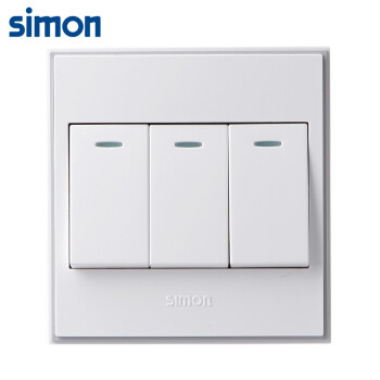 西蒙(SIMON) 开关插座面板 56C系列 三开单控开关 86型面板 珍珠白色 V51031BYT