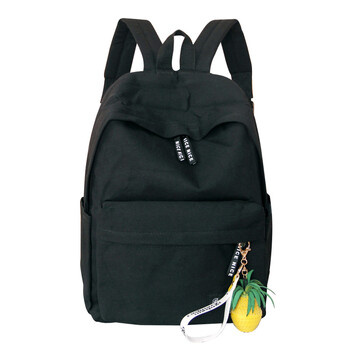 拉面丸子书包超火包书包女日韩版高中学生背包潮流帆布双肩包 黑色