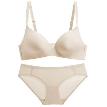 b杯c罩杯款无钢圈性感内衣女聚拢光面薄款文胸套装胸罩 肤色 70b