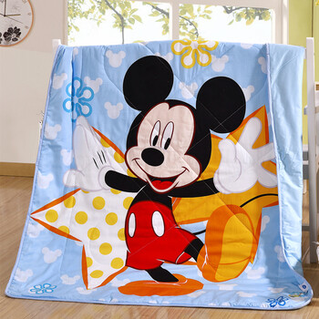 夏被儿童卡通夏凉被空调被幼儿园午睡薄被子可水洗 宝蓝色 可爱米奇