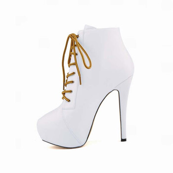 洛兰蒂芬超高跟鞋细跟女鞋新款恨天高夜店风防水台欧美靴819-1 白色