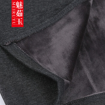 魅茹玉 冬季显瘦新款加绒加厚开叉包臀裙大码女士加绒针织裙松紧高腰裙子中长款一步裙半身裙长裙 灰色 普通绒 清货 L