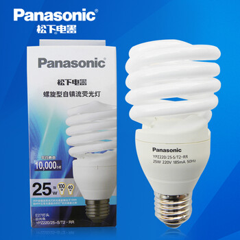 松下（Panasonic）螺旋型节能灯25W E27灯头 4支装 冷光/日光色
