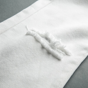 【女人节款】七格格破洞牛仔裤 水洗破洞百搭铅笔裤小脚裤 女 白色 26