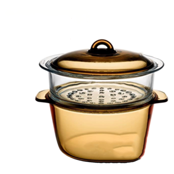 透明蒸锅锅汤透明蒸锅家用耐高温明火炖锅琥珀饭锅双层加热商用蒸汽