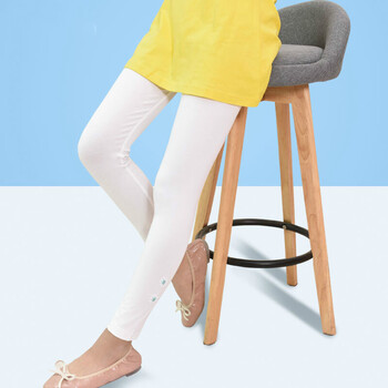 女童打底裤夏薄款外穿2018新款韩版春秋儿童宝宝打底裤女 花朵白色夏