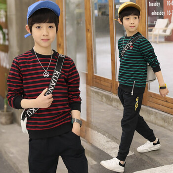 2018男童套装秋装秋季儿童中大童男孩4-13外套长裤休闲运动套装潮