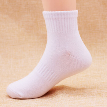 儿童袜子纯棉男童女童白色短袜中小学生运动白袜春秋童棉袜 短袜灰5 3