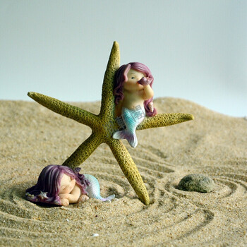 家居装饰品水族箱造景鱼缸桌面摆设迷你仿真精致可爱摆件 海星美人鱼