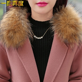 一度再度 秋冬毛呢外套女韩版中长款冬装外套毛呢大衣女 粉色 M