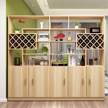 简约酒柜隔断柜储物客厅间厅柜装饰多功能屏风柜门厅柜玄关柜 五门 浅