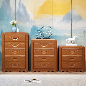 三四斗柜 组合收纳柜 抽屉储物柜 组合柜子卧室家具 海棠色 四斗柜