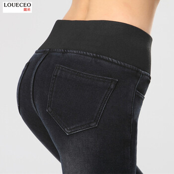 LOUECEO2016秋冬好品质加绒显瘦休闲裤女外穿弹力打底裤小脚裤配送皮带 黑色 M