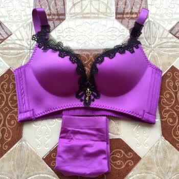 女王结婚无钢聚拢厚薄文胸天使内衣套装 金裳凤尾 紫色(文胸 内裤) 38
