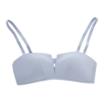 莫代尔零舒服无钢圈文胸性感无痕复古撞色薄款聚胸内衣女款 冰蓝色 m