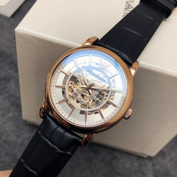 美国代购 手表男士机械表时尚皮带休闲男表ar60008 黑色 玫瑰金 ar