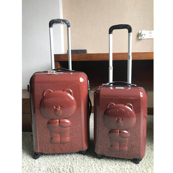 韩版可爱小清新布朗熊小熊3d拉杆箱行李箱旅行箱登机箱 咖啡色 偏深