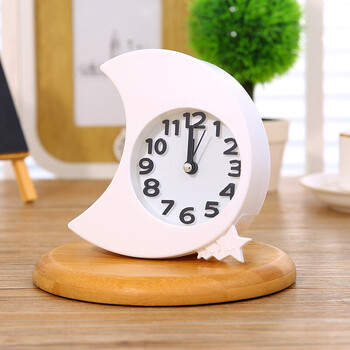 静音小闹钟时尚个性懒人学生儿童闹表卧室床头电子时钟表 月亮(白色)