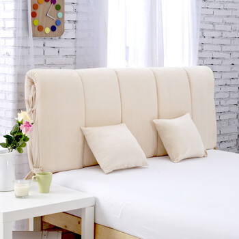 欣纯家居 天鹅绒素色可拆洗单人/双人席梦思床头靠背靠垫软包 红咖 2.