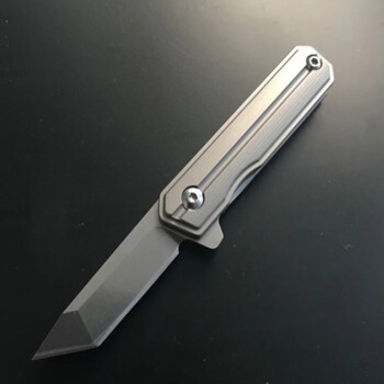 edc迷你钛合金快开小刀锋利d2钢随身便携工具防身小刀 钛蓝色 几何头