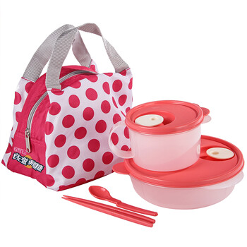 特百惠（Tupperware）午餐便携饭盒 简约组合2件套  石榴红