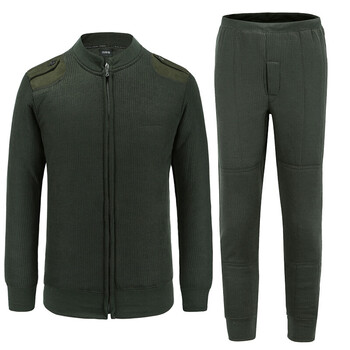 07绒衣橄榄绿男式绒衣绒裤套装防寒拉链式绒衣毛衣裤 配发 165-170/84
