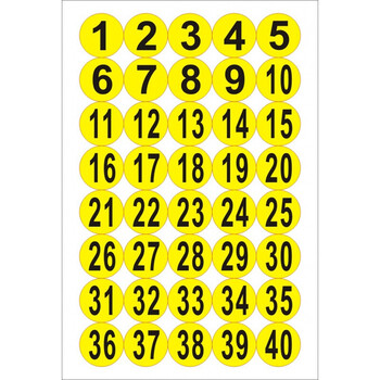 直径5cm防水圆形数字贴不干胶顺序标签楼梯活动号码贴纸1-1000号 1-40